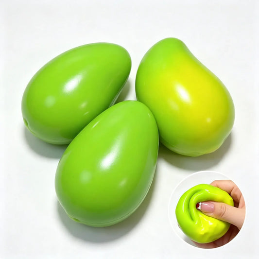Handmade Viral Color Changing Mango Squishy, Crunchy ASMR Stress Ball (Green to Yellow), Heat-Activated Bead Filled Fidget Toy