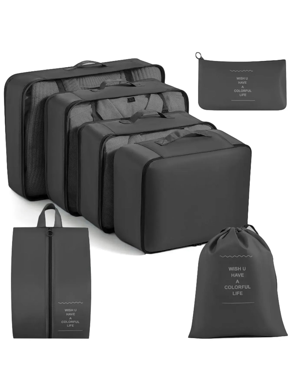 7-Piece Waterproof Travel Organizer Set, Durable Large Capacity Storage Bags for Clothes Shoes Socks, Portable, Luggage Organizers, Travel Organization Pouch, Travel Pouches, Travel Essentials