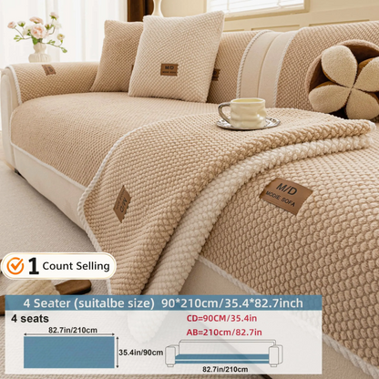 Luxury Thick Removable Couch Cover, 1 Count Soft Textured Seat Pad, Non-Slip Washable Universal Sofa Protector