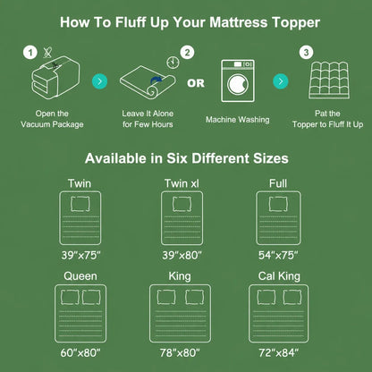 Bamboo Mattress Topper, Thicken Pillow Top Pad for Comfy Mattresses, Cooling Mattress Cover with 6-18" Deep Pocket