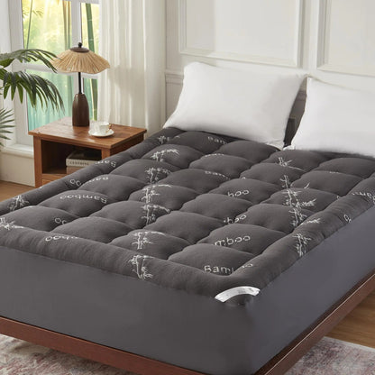 Bamboo Mattress Topper, Thicken Pillow Top Pad for Comfy Mattresses, Cooling Mattress Cover with 6-18" Deep Pocket