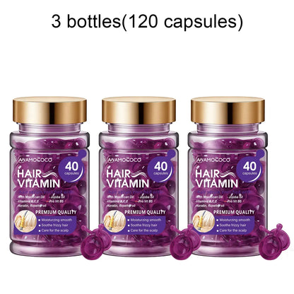 Hair Vitamin Capsules Infused with Violet Vitamins & Argan Oil for Color-Treated & Permed Hair Smooths Frizz Restores Silkiness & Shine 40 Capsules.
