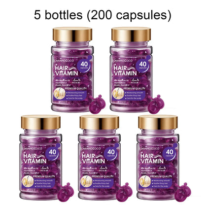Hair Vitamin Capsules Infused with Violet Vitamins & Argan Oil for Color-Treated & Permed Hair Smooths Frizz Restores Silkiness & Shine 40 Capsules.