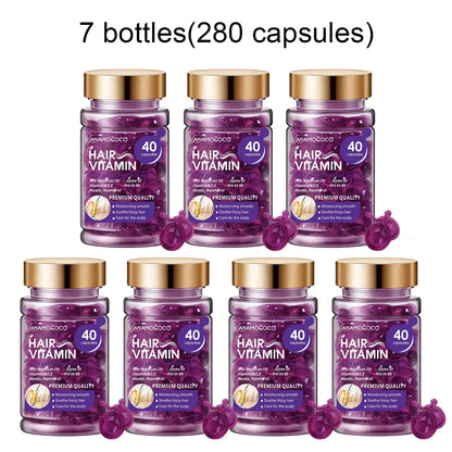 Hair Vitamin Capsules Infused with Violet Vitamins & Argan Oil for Color-Treated & Permed Hair Smooths Frizz Restores Silkiness & Shine 40 Capsules.