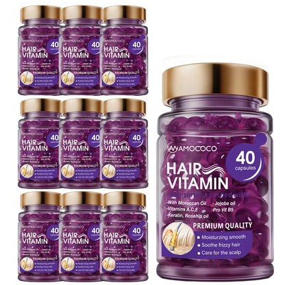 Hair Vitamin Capsules Infused with Violet Vitamins & Argan Oil for Color-Treated & Permed Hair Smooths Frizz Restores Silkiness & Shine 40 Capsules.