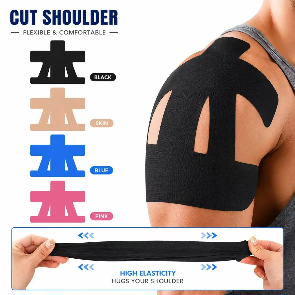 Precut Shoulder Kinesiology Strapping Tape for Men & Women