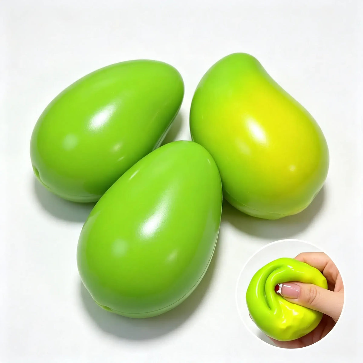 Handmade Viral Color Changing Mango Squishy, Crunchy ASMR Stress Ball (Green to Yellow),  Heat-Activated Bead Filled Fidget Toy
