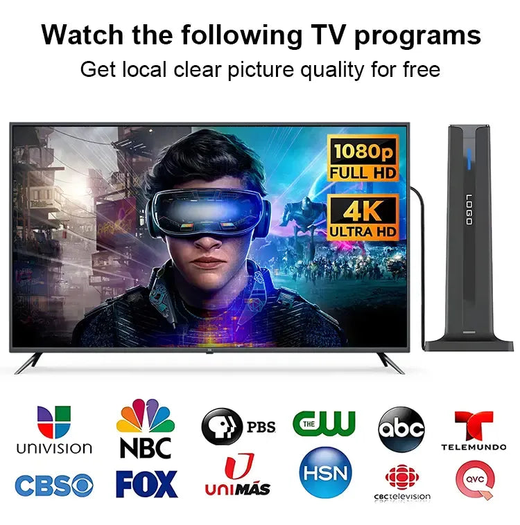 Indoor Digital TV Antenna – 360° Reception, 1080P & 4K Ready, Easy Setup