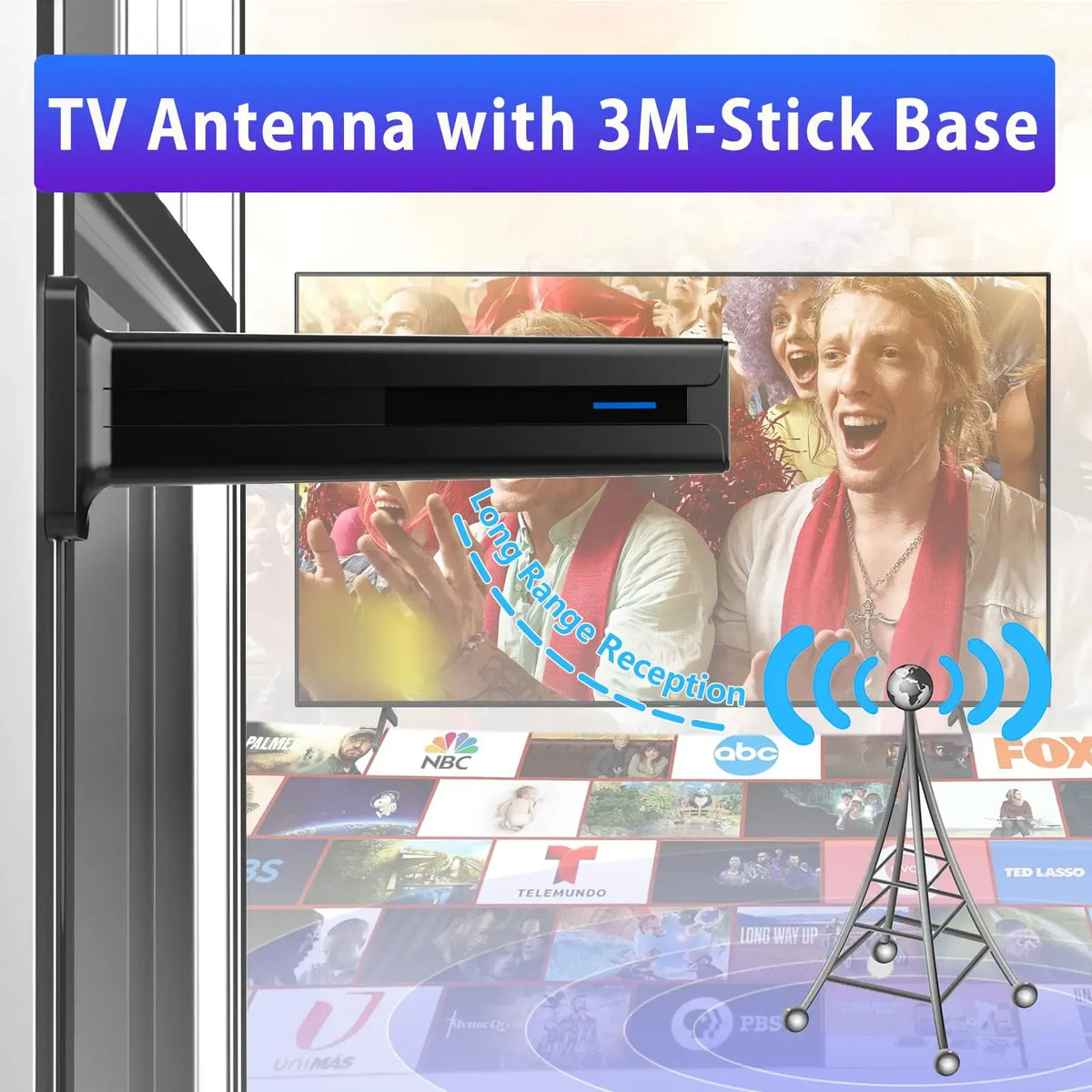 Indoor Digital TV Antenna – 360° Reception, 1080P & 4K Ready, Easy Setup