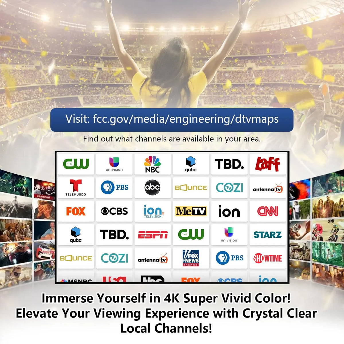 Indoor Digital TV Antenna – 360° Reception, 1080P & 4K Ready, Easy Setup