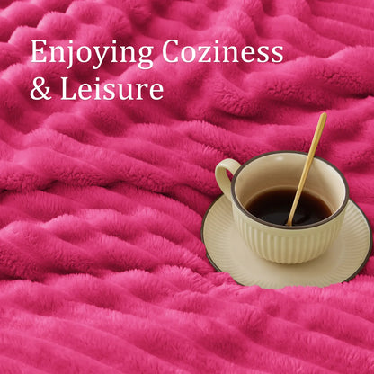 Fleece Throw Blanket, 300 GSM Super Soft Blanket, 3D Stripe Texture Fluffy Blanket, Throw Blanket for Couch, Sofa, Bed, Living Room, Home Decor, All Seasons, Decorative, Gift Idea,back to school,back to school shopping,sohochic