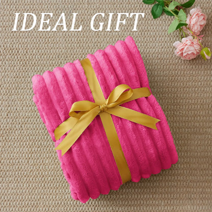 Fleece Throw Blanket, 300 GSM Super Soft Blanket, 3D Stripe Texture Fluffy Blanket, Throw Blanket for Couch, Sofa, Bed, Living Room, Home Decor, All Seasons, Decorative, Gift Idea,back to school,back to school shopping,sohochic