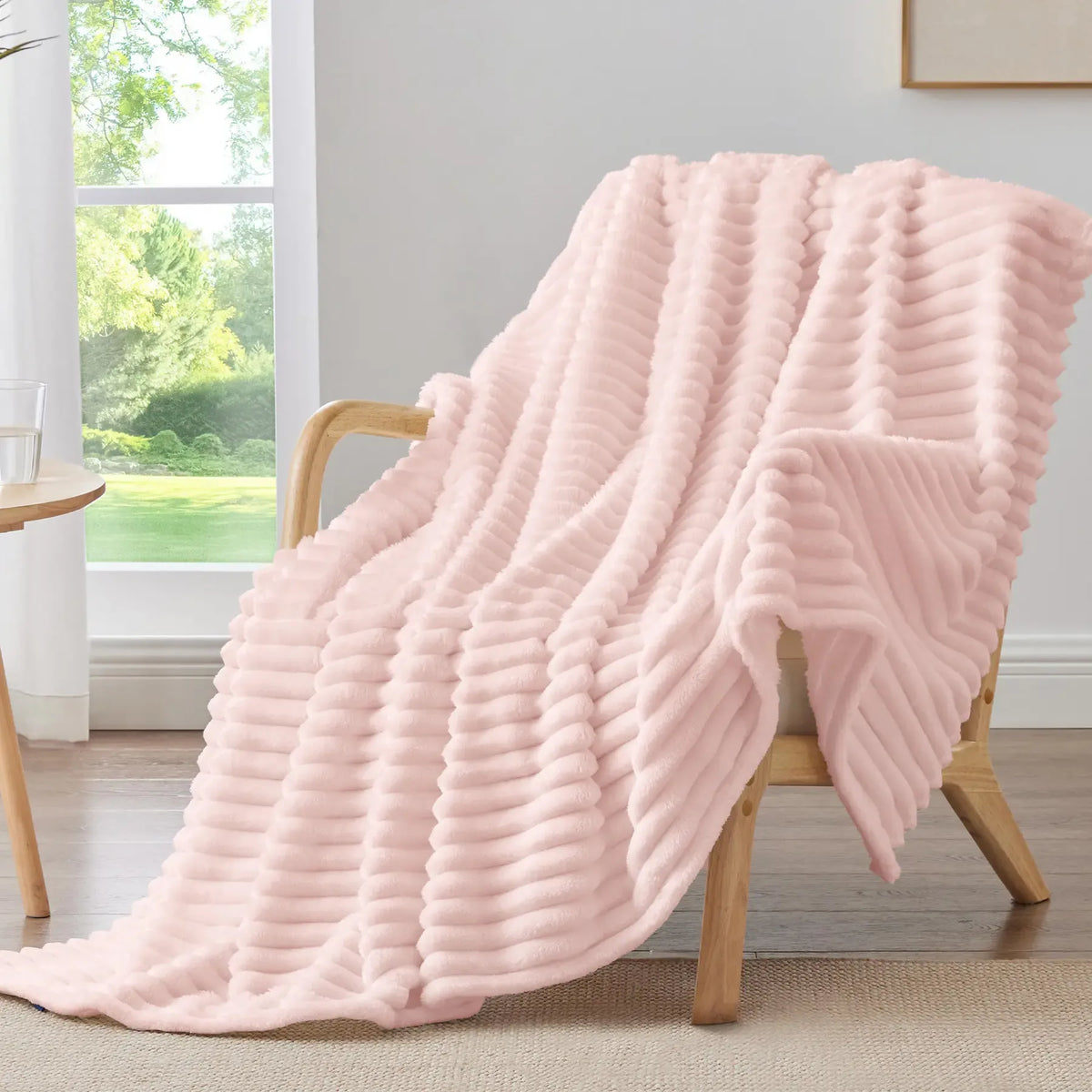 Fleece Throw Blanket, 300 GSM Super Soft Blanket, 3D Stripe Texture Fluffy Blanket, Throw Blanket for Couch, Sofa, Bed, Living Room, Home Decor, All Seasons, Decorative, Gift Idea,back to school,back to school shopping,sohochic