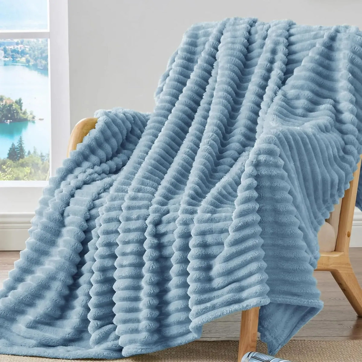 Fleece Throw Blanket, 300 GSM Super Soft Blanket, 3D Stripe Texture Fluffy Blanket, Throw Blanket for Couch, Sofa, Bed, Living Room, Home Decor, All Seasons, Decorative, Gift Idea,back to school,back to school shopping,sohochic