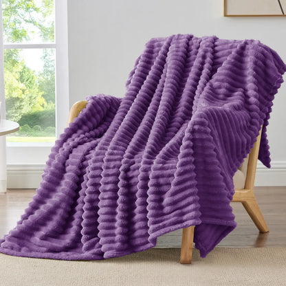 Fleece Throw Blanket, 300 GSM Super Soft Blanket, 3D Stripe Texture Fluffy Blanket, Throw Blanket for Couch, Sofa, Bed, Living Room, Home Decor, All Seasons, Decorative, Gift Idea,back to school,back to school shopping,sohochic