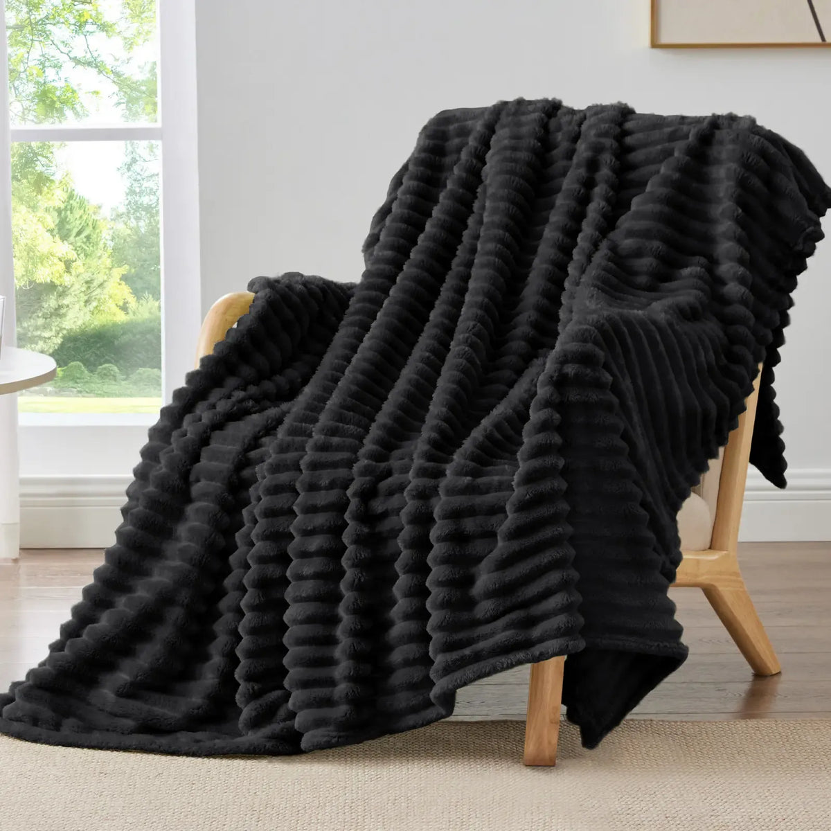 Fleece Throw Blanket, 300 GSM Super Soft Blanket, 3D Stripe Texture Fluffy Blanket, Throw Blanket for Couch, Sofa, Bed, Living Room, Home Decor, All Seasons, Decorative, Gift Idea,back to school,back to school shopping,sohochic