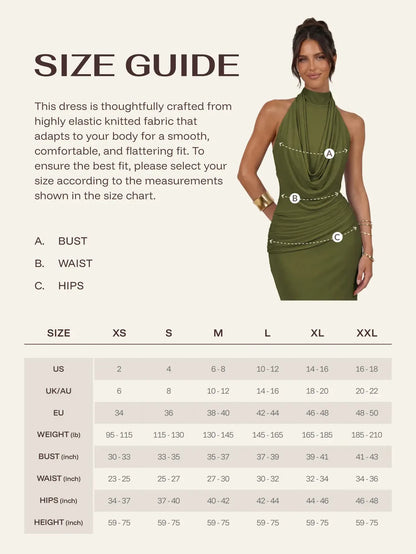 Women's Knit Halter Neck Backless Maxi Dress – Elegant Bodycon Gown