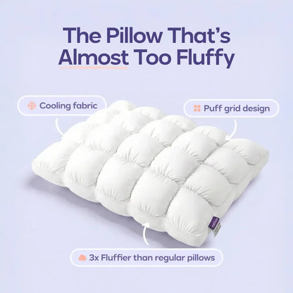 Soft Quilted Puff Grid Design Pillow, Fluffy Plush Bed Pillow with Cloud Like Comfort, Breathable Support Pillow for Side, Back & Stomach Sleepers, Cozy Bed Pillow for Better Sleep
