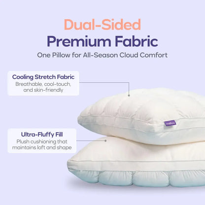 Soft Quilted Puff Grid Design Pillow, Fluffy Plush Bed Pillow with Cloud Like Comfort, Breathable Support Pillow for Side, Back & Stomach Sleepers, Cozy Bed Pillow for Better Sleep