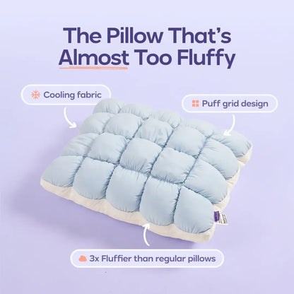 Soft Quilted Puff Grid Design Pillow, Fluffy Plush Bed Pillow with Cloud Like Comfort, Breathable Support Pillow for Side, Back & Stomach Sleepers, Cozy Bed Pillow for Better Sleep
