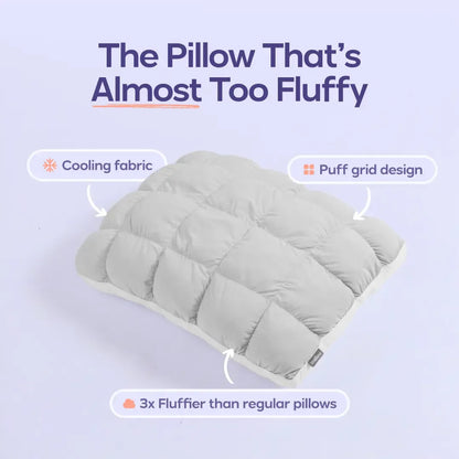 Soft Quilted Puff Grid Design Pillow, Fluffy Plush Bed Pillow with Cloud Like Comfort, Breathable Support Pillow for Side, Back & Stomach Sleepers, Cozy Bed Pillow for Better Sleep