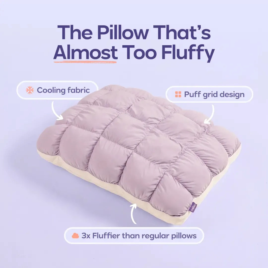 Soft Quilted Puff Grid Design Pillow, Fluffy Plush Bed Pillow with Cloud Like Comfort, Breathable Support Pillow for Side, Back & Stomach Sleepers, Cozy Bed Pillow for Better Sleep