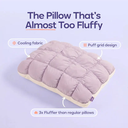 Soft Quilted Puff Grid Design Pillow, Fluffy Plush Bed Pillow with Cloud Like Comfort, Breathable Support Pillow for Side, Back & Stomach Sleepers, Cozy Bed Pillow for Better Sleep