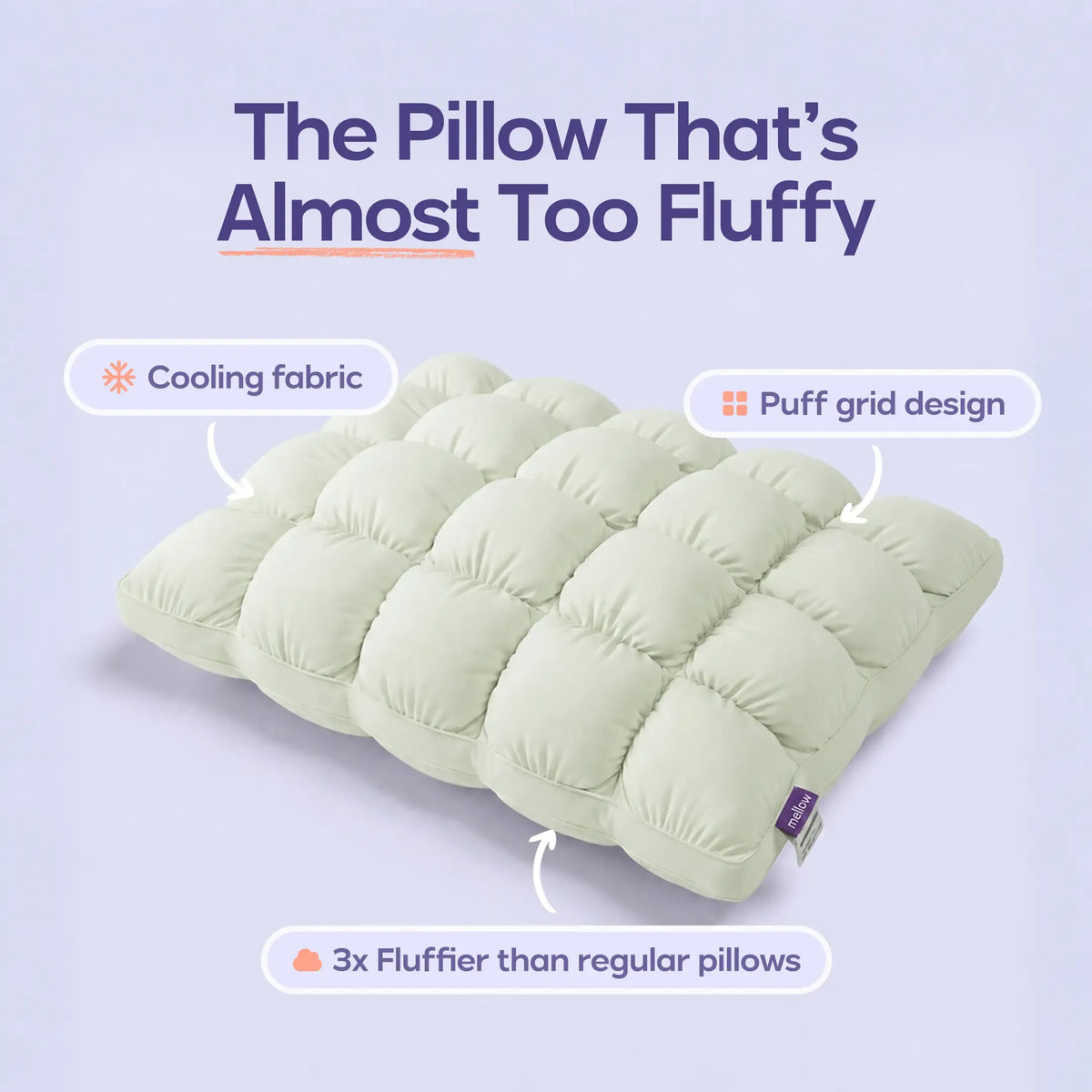 Soft Quilted Puff Grid Design Pillow, Fluffy Plush Bed Pillow with Cloud Like Comfort, Breathable Support Pillow for Side, Back & Stomach Sleepers, Cozy Bed Pillow for Better Sleep