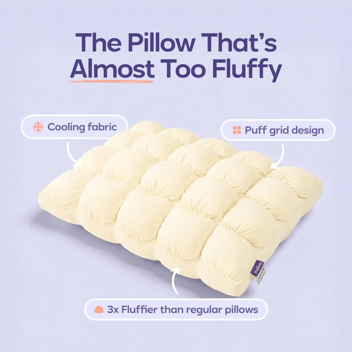 Soft Quilted Puff Grid Design Pillow, Fluffy Plush Bed Pillow with Cloud Like Comfort, Breathable Support Pillow for Side, Back & Stomach Sleepers, Cozy Bed Pillow for Better Sleep