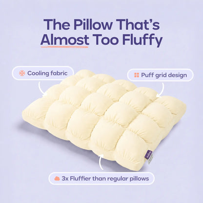 Soft Quilted Puff Grid Design Pillow, Fluffy Plush Bed Pillow with Cloud Like Comfort, Breathable Support Pillow for Side, Back & Stomach Sleepers, Cozy Bed Pillow for Better Sleep