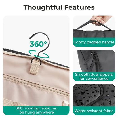 Hair Tool Organizer Travel Bag Compatible with  Hair Dryer, Wide-open with Heat Resistant Mat, Metal Hanging Hook for Long Barrel, Straighteners