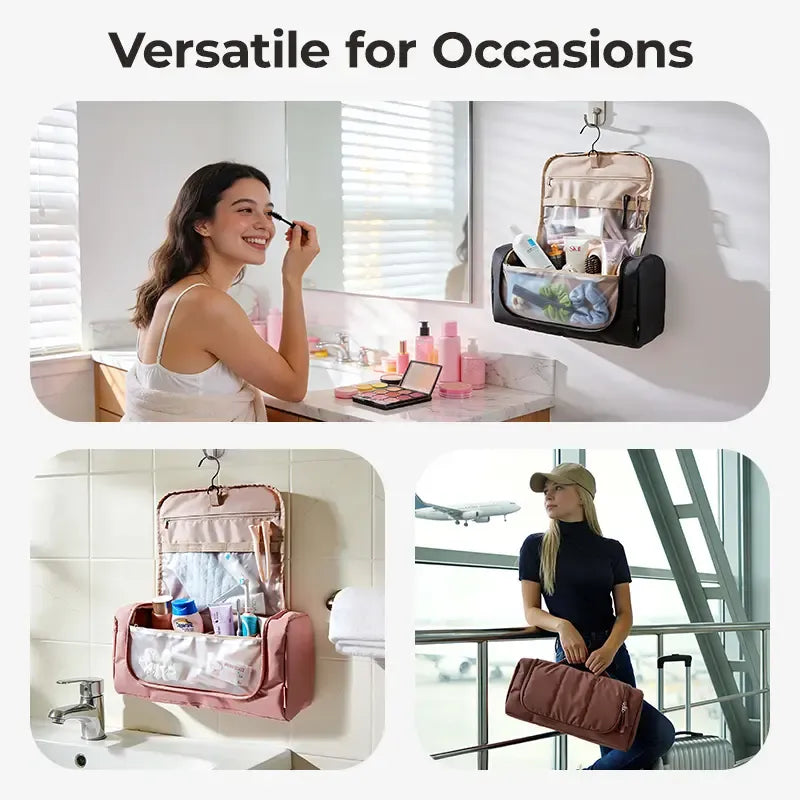 Hair Tool Organizer Travel Bag Compatible with  Hair Dryer, Wide-open with Heat Resistant Mat, Metal Hanging Hook for Long Barrel, Straighteners