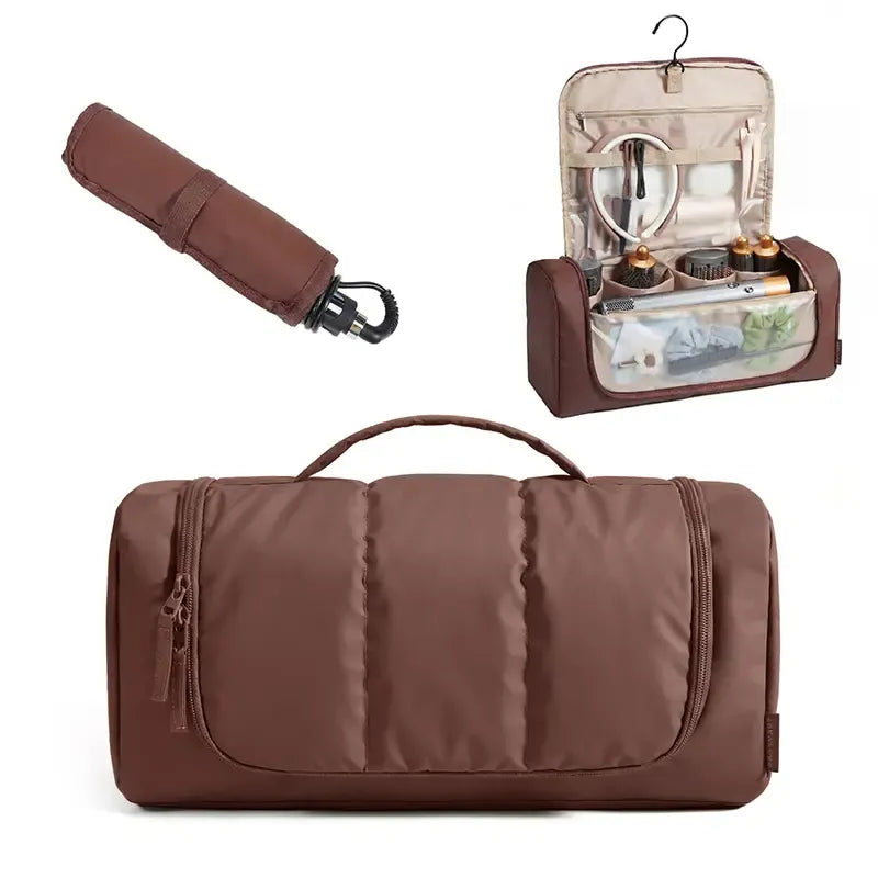 Hair Tool Organizer Travel Bag Compatible with  Hair Dryer, Wide-open with Heat Resistant Mat, Metal Hanging Hook for Long Barrel, Straighteners