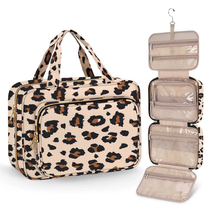 Large Capacity Hanging Toiletry Bag, Waterproof Travel Makeup Cosmetic Organizer with Hook, Partitioned Storage for Shampoo, Skincare, Perfume, Cruise & Vacation