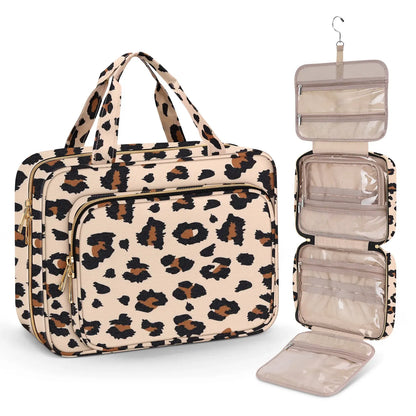 Large Capacity Hanging Toiletry Bag, Waterproof Travel Makeup Cosmetic Organizer with Hook, Partitioned Storage for Shampoo, Skincare, Perfume, Cruise & Vacation
