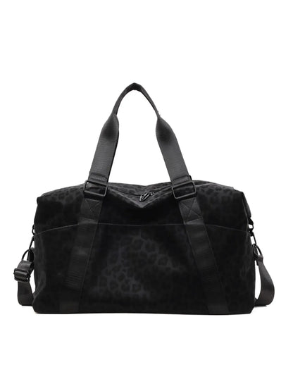 Leopard Print Waterproof Nylon Duffle Bag, Large-Capacity Sports Bag, Sporty Pocket Design, Durable, Trolley Sleeve Compatible, Commuter Gym Tote for Back-to-School