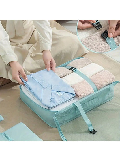 7-Piece Waterproof Travel Organizer Set, Durable Large Capacity Storage Bags for Clothes Shoes Socks, Portable, Luggage Organizers, Travel Organization Pouch, Travel Pouches, Travel Essentials