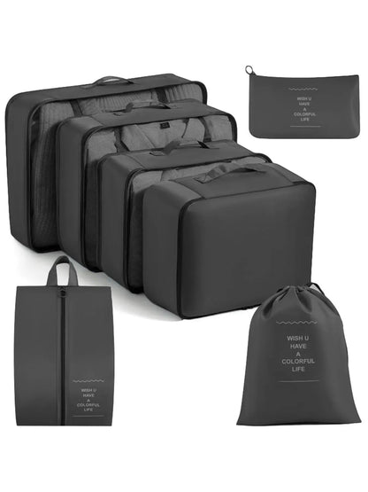 7-Piece Waterproof Travel Organizer Set, Durable Large Capacity Storage Bags for Clothes Shoes Socks, Portable, Luggage Organizers, Travel Organization Pouch, Travel Pouches, Travel Essentials