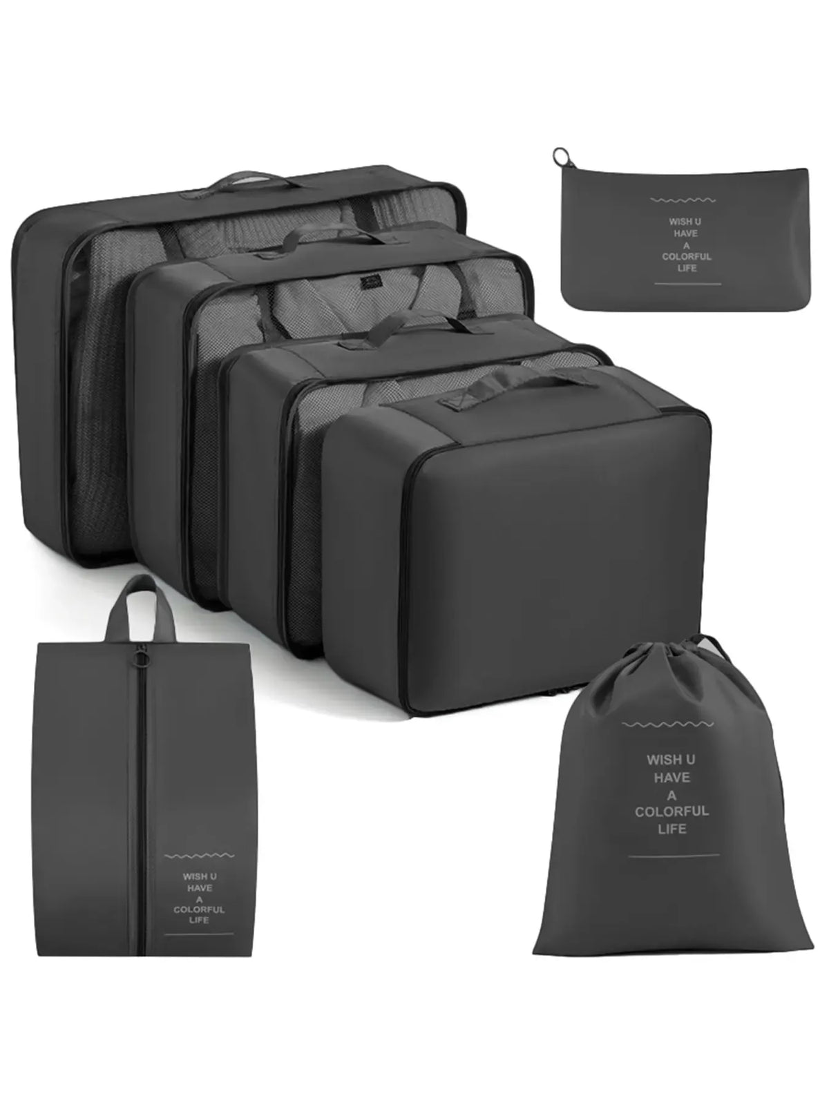 7-Piece Waterproof Travel Organizer Set, Durable Large Capacity Storage Bags for Clothes Shoes Socks, Portable, Luggage Organizers, Travel Organization Pouch, Travel Pouches, Travel Essentials