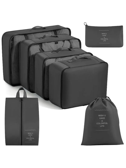 7-Piece Waterproof Travel Organizer Set, Durable Large Capacity Storage Bags for Clothes Shoes Socks, Portable, Luggage Organizers, Travel Organization Pouch, Travel Pouches, Travel Essentials