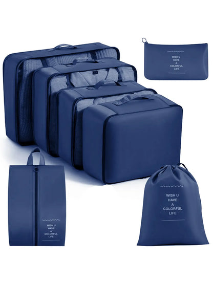 7-Piece Waterproof Travel Organizer Set, Durable Large Capacity Storage Bags for Clothes Shoes Socks, Portable, Luggage Organizers, Travel Organization Pouch, Travel Pouches, Travel Essentials