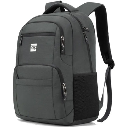 Unisex Casual Solid Black 17.6-Inch Polyester Laptop Backpack, Compact Zippered Plain Design, for Daily Commutes, Work, Adults' Luggage Accessory