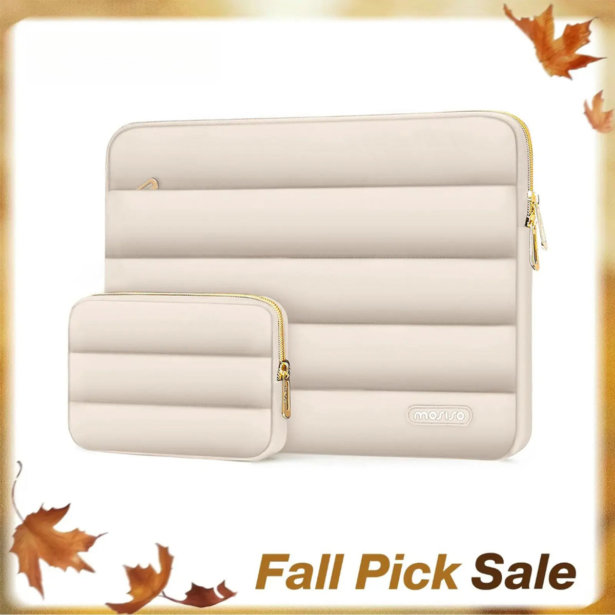 Puffy Laptop Sleeve with Small Case, Soft Protective Bag for 13-15.4 inch Devices – Slim, Lightweight &amp; Shockproof, Compatible with MacBook/HP/Dell/ASUS, Ideal for Work, Commute, Travel, School &amp; Daily Use, Polyester