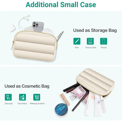 Puffy Laptop Sleeve with Small Case, Soft Protective Bag for 13-15.4 inch Devices – Slim, Lightweight &amp; Shockproof, Compatible with MacBook/HP/Dell/ASUS, Ideal for Work, Commute, Travel, School &amp; Daily Use, Polyester