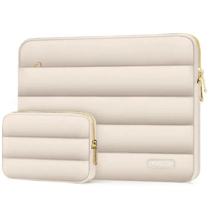 Puffy Laptop Sleeve with Small Case, Soft Protective Bag for 13-15.4 inch Devices – Slim, Lightweight &amp; Shockproof, Compatible with MacBook/HP/Dell/ASUS, Ideal for Work, Commute, Travel, School &amp; Daily Use, Polyester