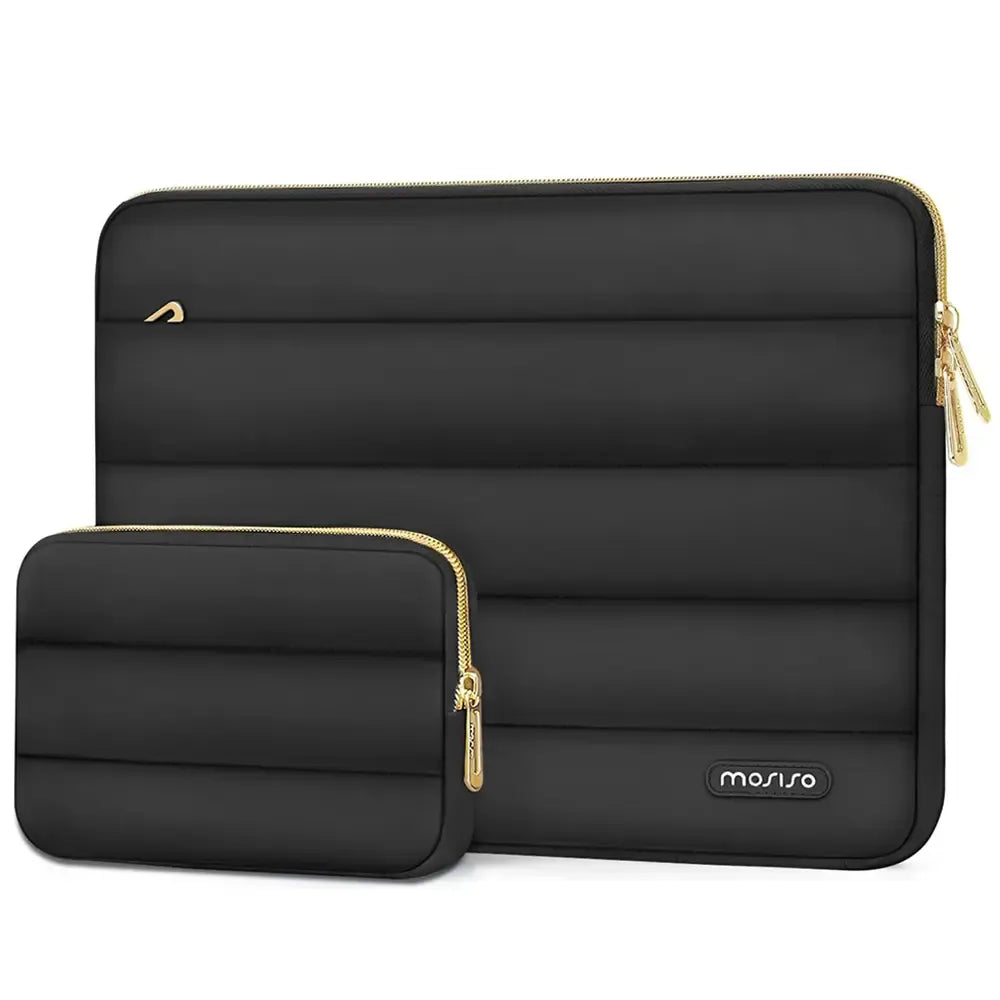Puffy Laptop Sleeve with Small Case, Soft Protective Bag for 13-15.4 inch Devices – Slim, Lightweight &amp; Shockproof, Compatible with MacBook/HP/Dell/ASUS, Ideal for Work, Commute, Travel, School &amp; Daily Use, Polyester