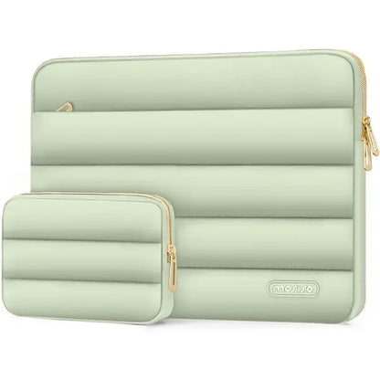Puffy Laptop Sleeve with Small Case, Soft Protective Bag for 13-15.4 inch Devices – Slim, Lightweight &amp; Shockproof, Compatible with MacBook/HP/Dell/ASUS, Ideal for Work, Commute, Travel, School &amp; Daily Use, Polyester