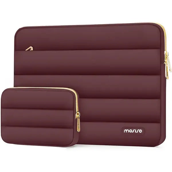 Puffy Laptop Sleeve with Small Case, Soft Protective Bag for 13-15.4 inch Devices – Slim, Lightweight &amp; Shockproof, Compatible with MacBook/HP/Dell/ASUS, Ideal for Work, Commute, Travel, School &amp; Daily Use, Polyester