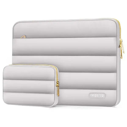 Puffy Laptop Sleeve with Small Case, Soft Protective Bag for 13-15.4 inch Devices – Slim, Lightweight &amp; Shockproof, Compatible with MacBook/HP/Dell/ASUS, Ideal for Work, Commute, Travel, School &amp; Daily Use, Polyester