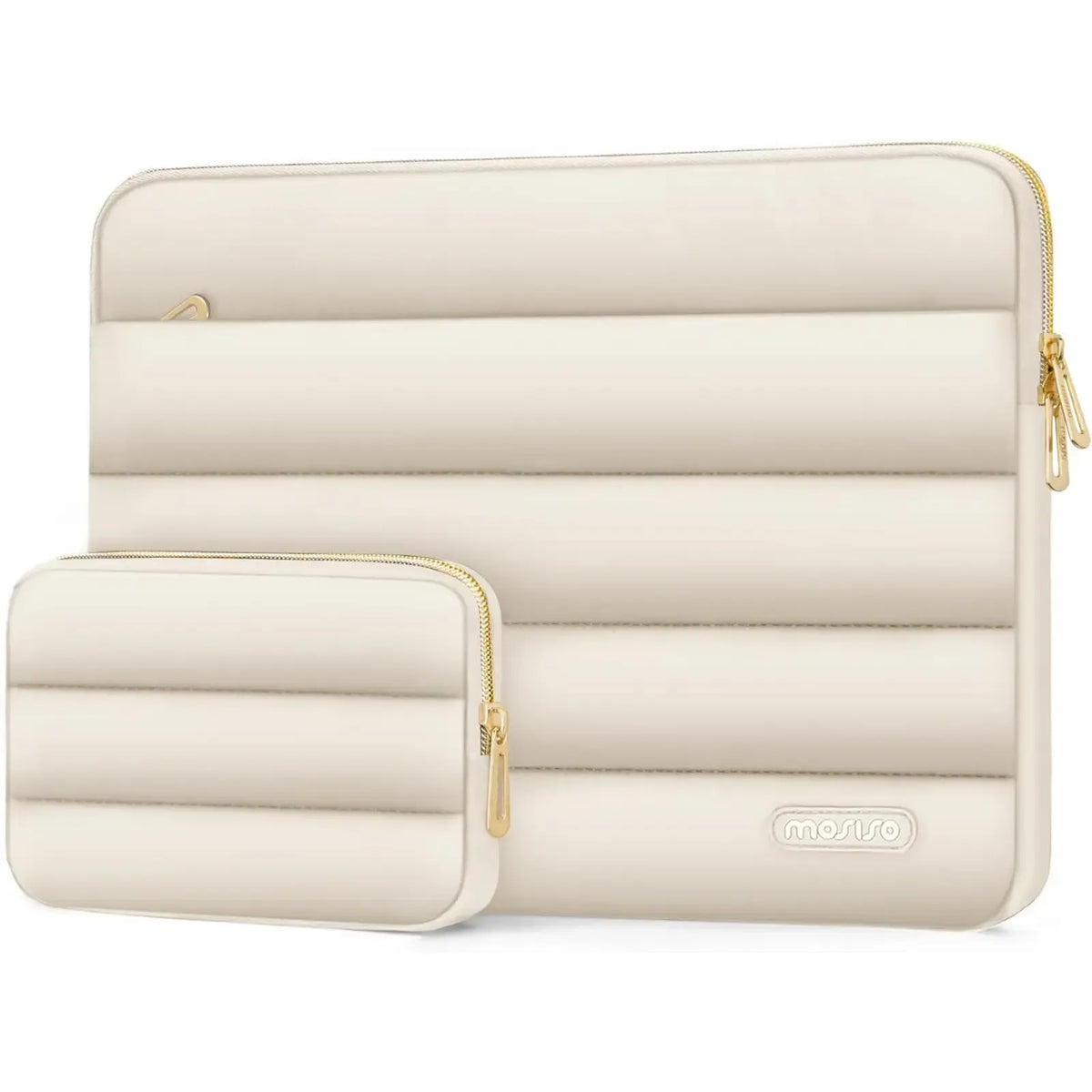 Puffy Laptop Sleeve with Small Case, Soft Protective Bag for 13-15.4 inch Devices – Slim, Lightweight &amp; Shockproof, Compatible with MacBook/HP/Dell/ASUS, Ideal for Work, Commute, Travel, School &amp; Daily Use, Polyester